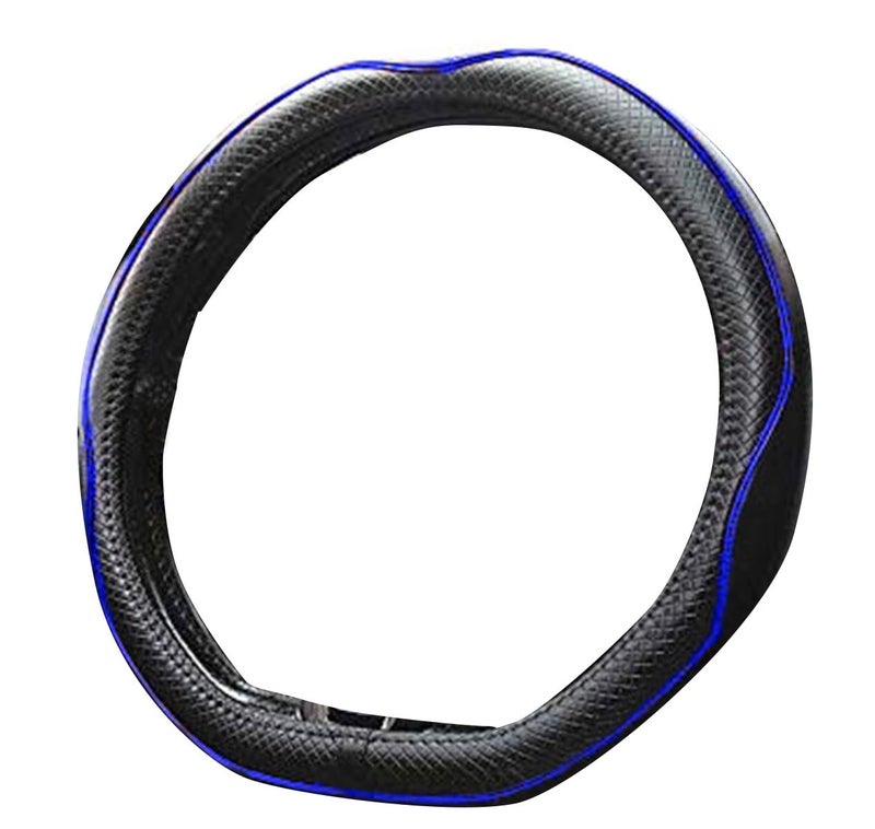 Mayco Bell Flat Bottom Steering Wheel Cover Anti-Slip,Safety,Soft,Breathable,Durable,Full Surround,Comfortable Grip Microfiber Leather (D Shape, Black Dark Blue) - Image 5